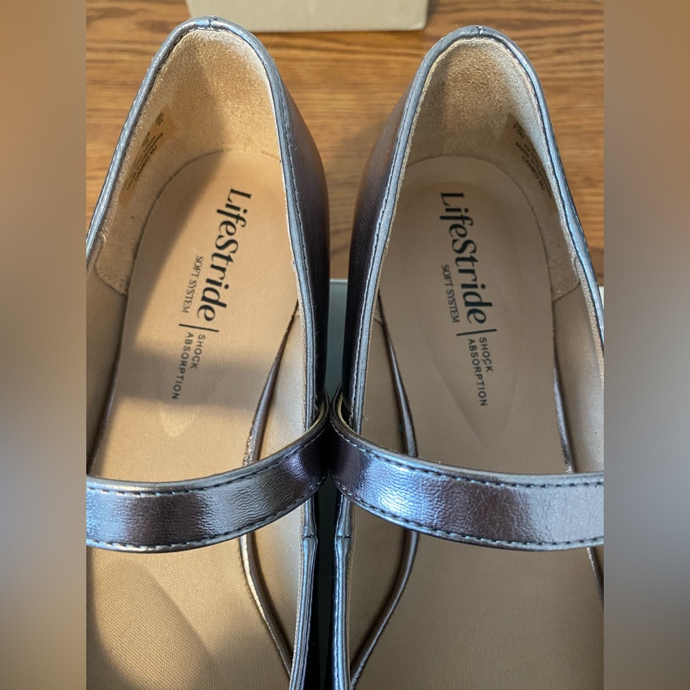 Life Stride Metallic Pewter Mary Jane Flats - Picture 4 of 7